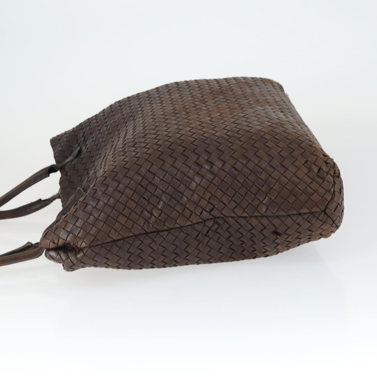 BOTTEGA VENETA INTRECCIATO Tote Bag Leather Brown Gold Auth 169474