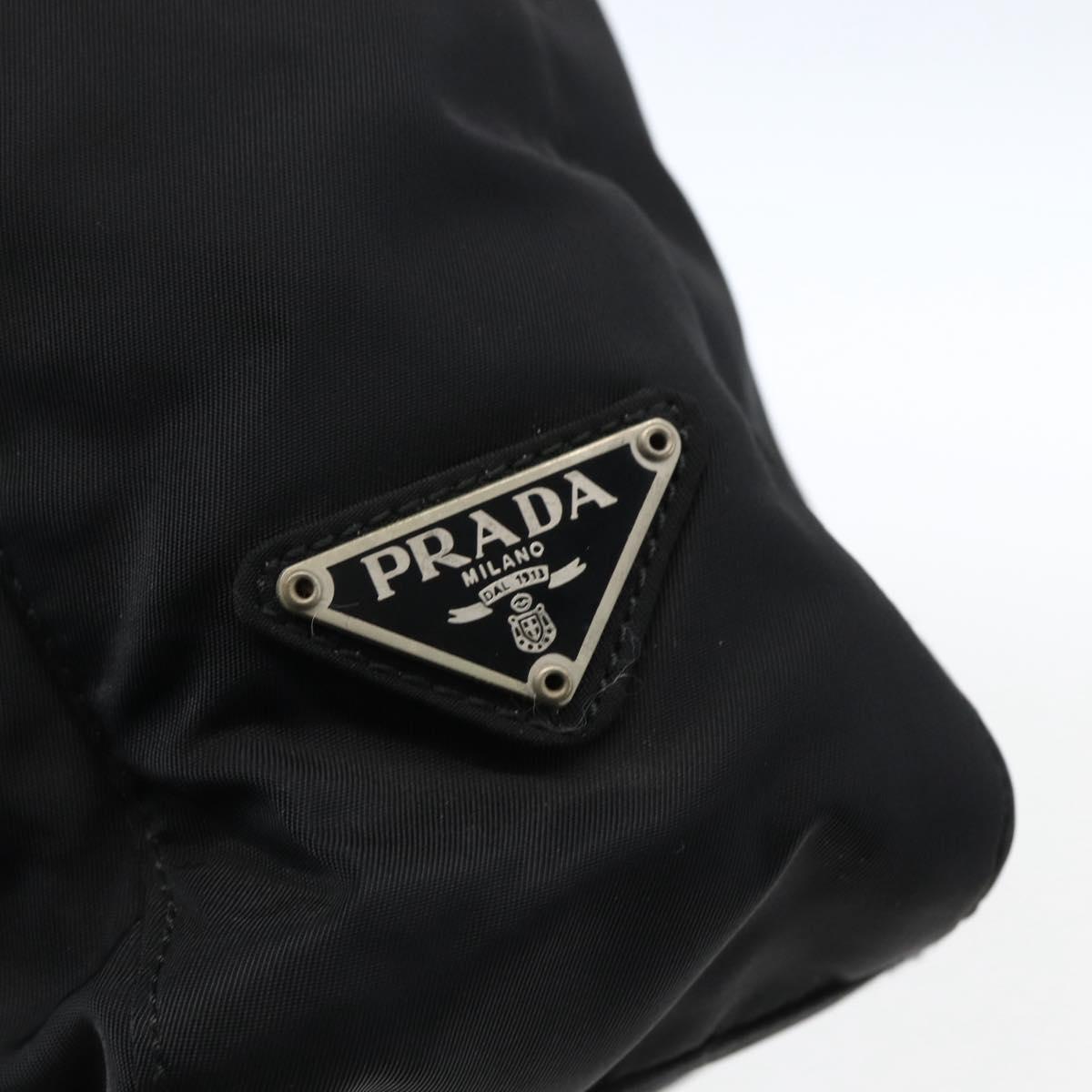 PRADA Tote Bag Nylon Black Silver Auth 169478