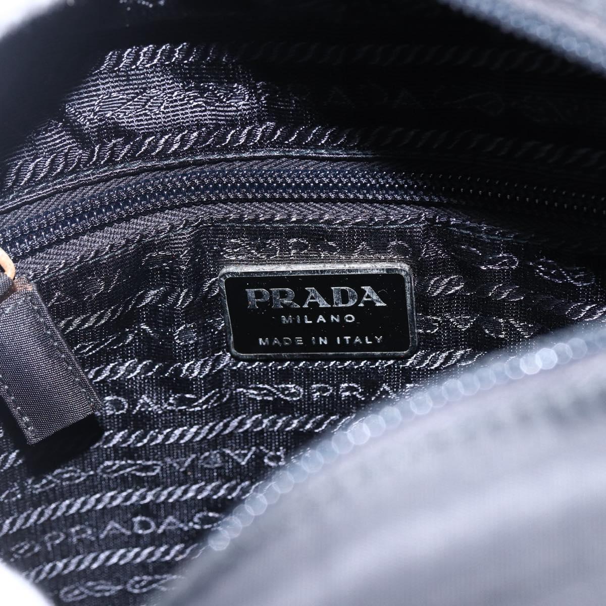 PRADA Tote Bag Nylon Black Silver Auth 169478