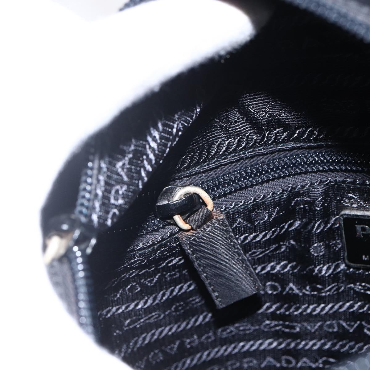 PRADA Tote Bag Nylon Black Silver Auth 169478