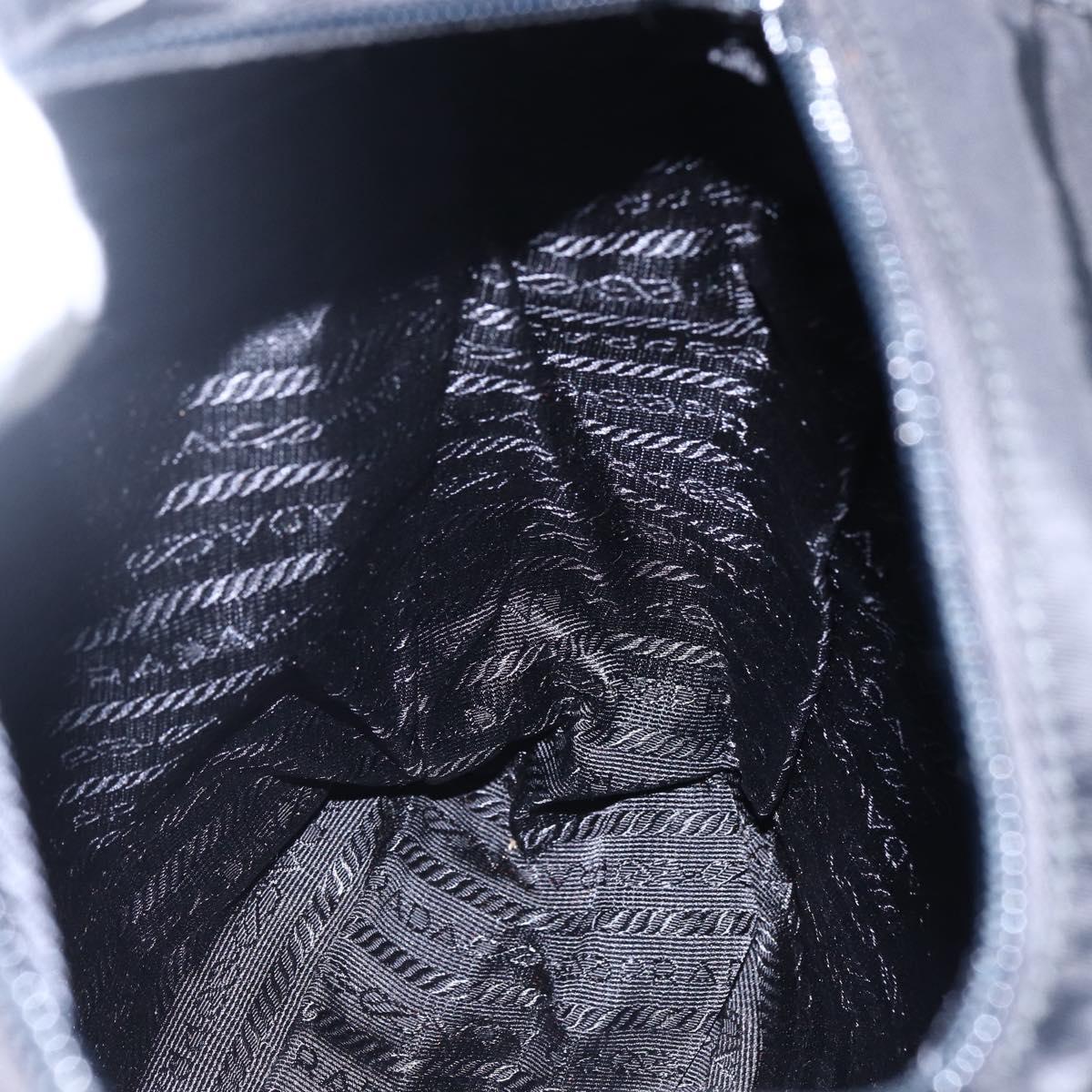 PRADA Tote Bag Nylon Black Silver Auth 169478