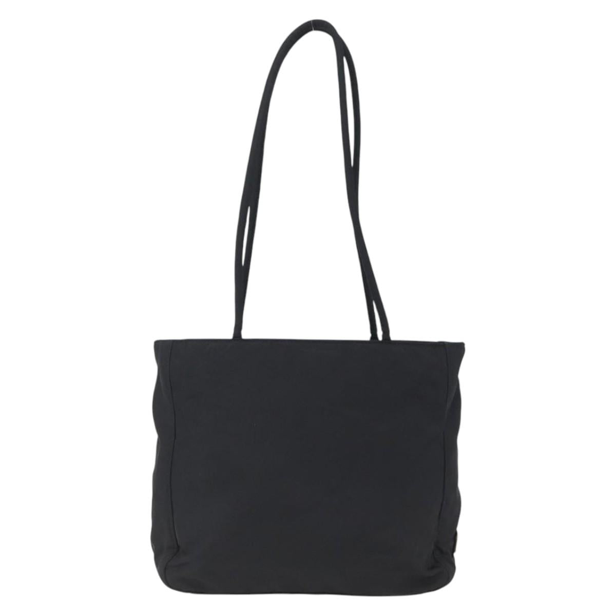 PRADA Tote Bag Nylon Black Silver Auth 169478