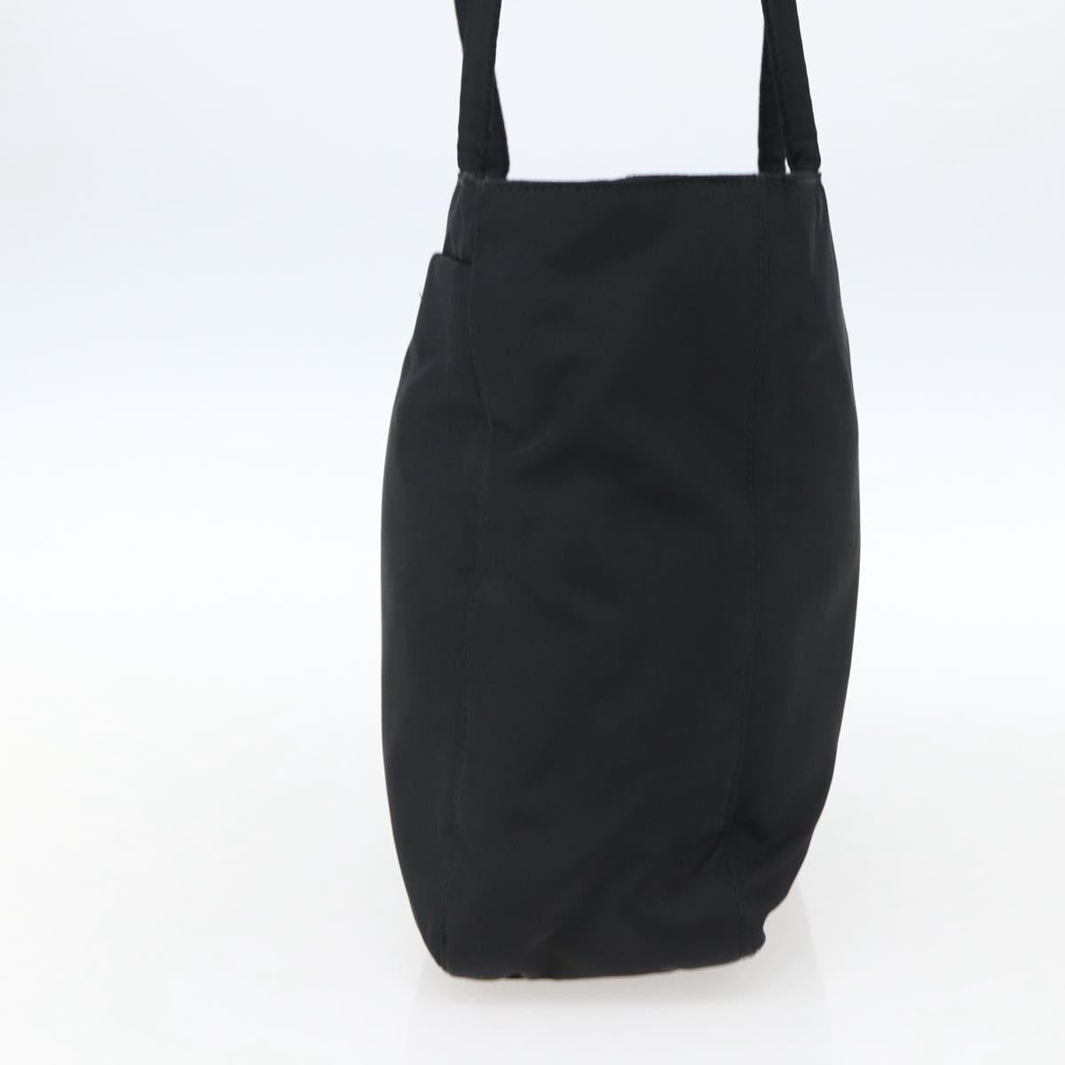 PRADA Tote Bag Nylon Black Silver Auth 169478