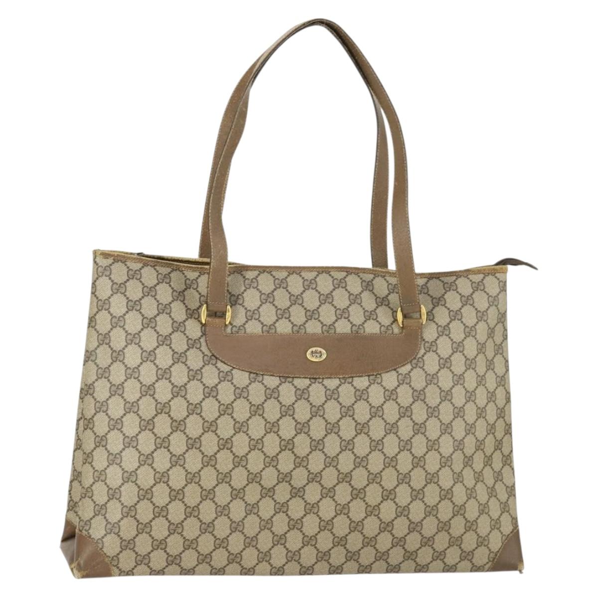 GUCCI GG Supreme Tote Bag PVC Beige Gold 89 02 904 Auth 169480