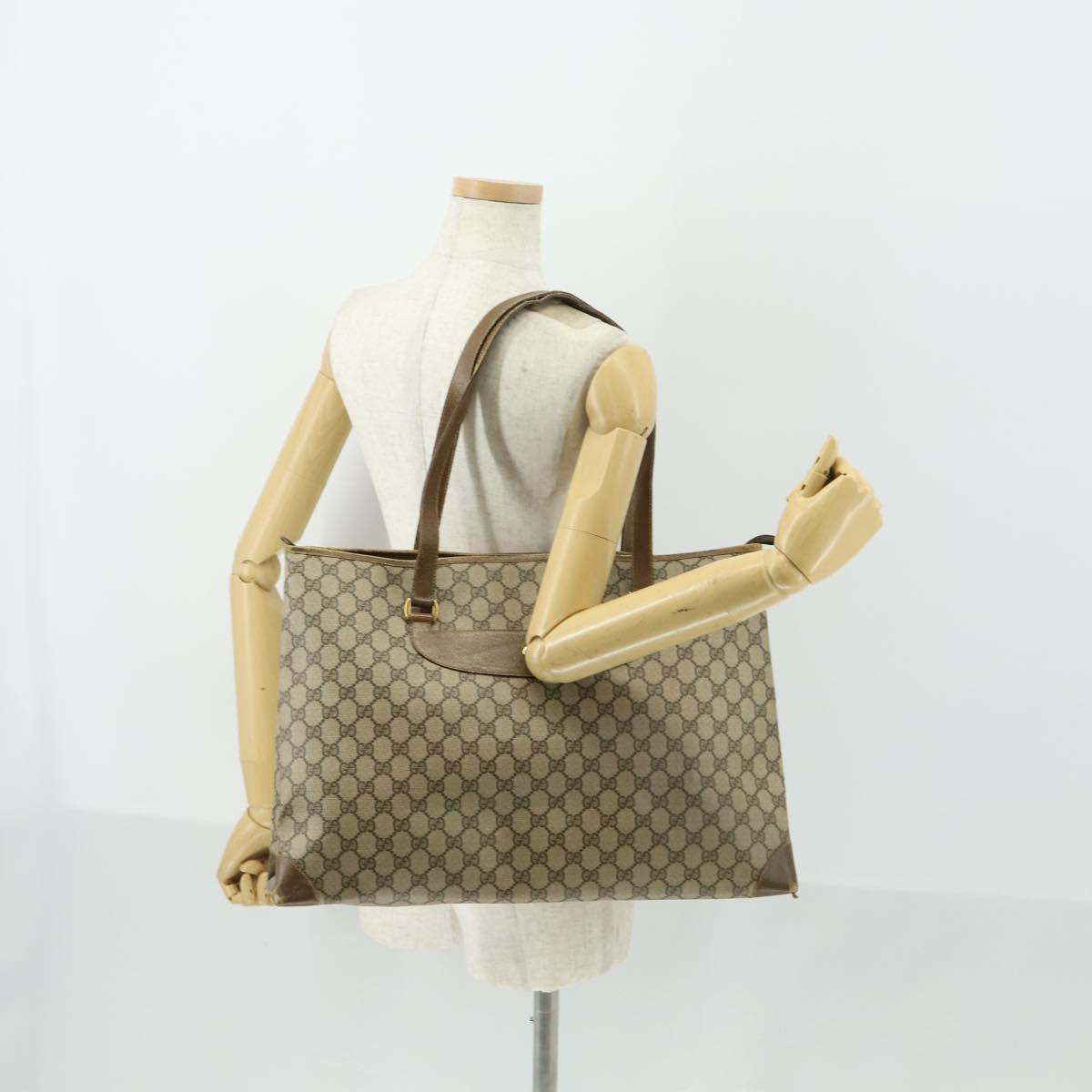 GUCCI GG Supreme Tote Bag PVC Beige Gold 89 02 904 Auth 169480