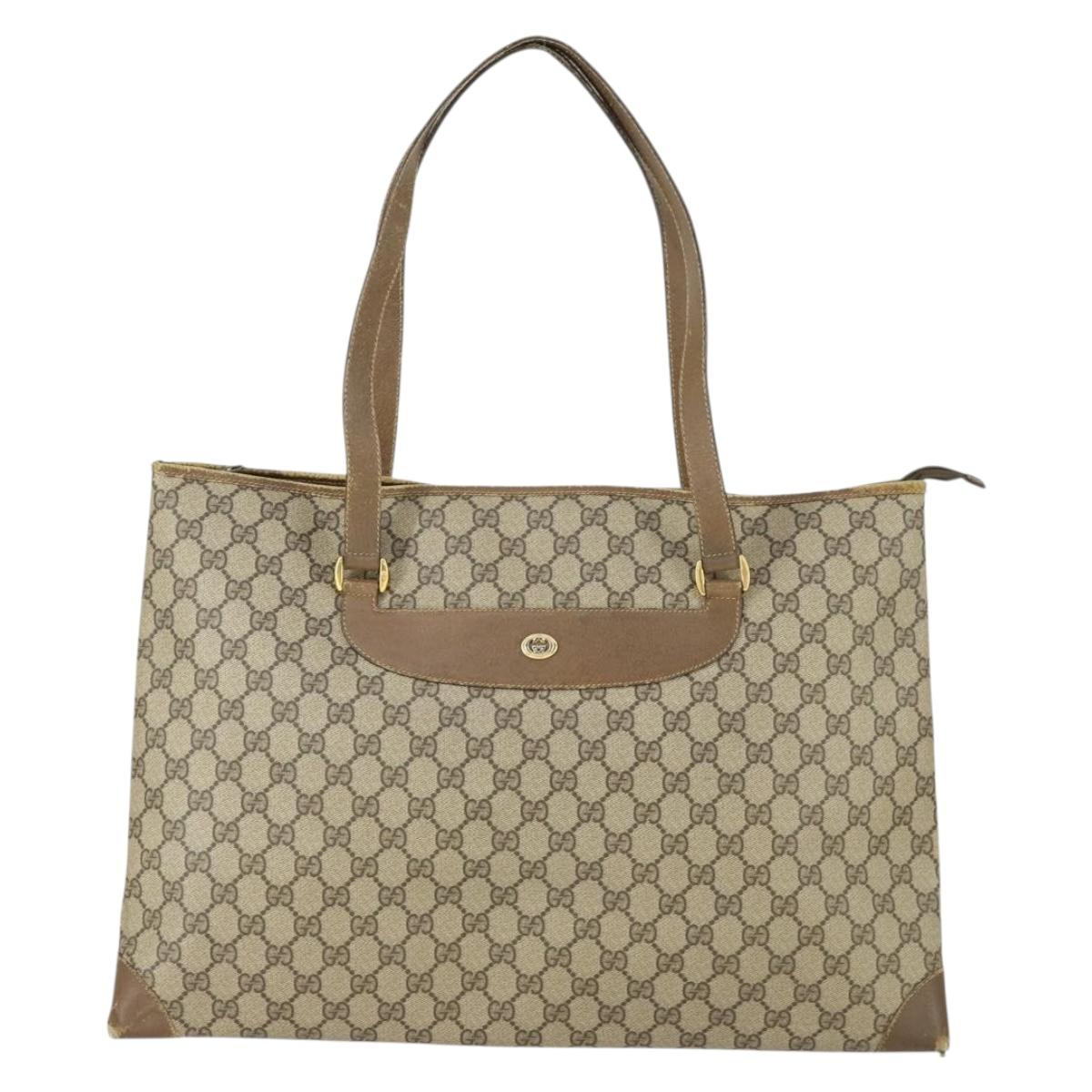 GUCCI GG Supreme Tote Bag PVC Beige Gold 89 02 904 Auth 169480