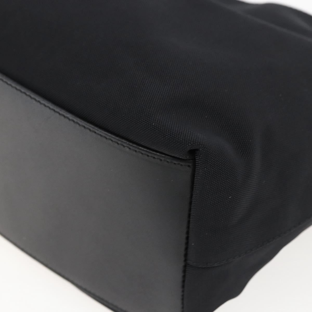 GUCCI Hand Bag Nylon Black Silver Auth 169481