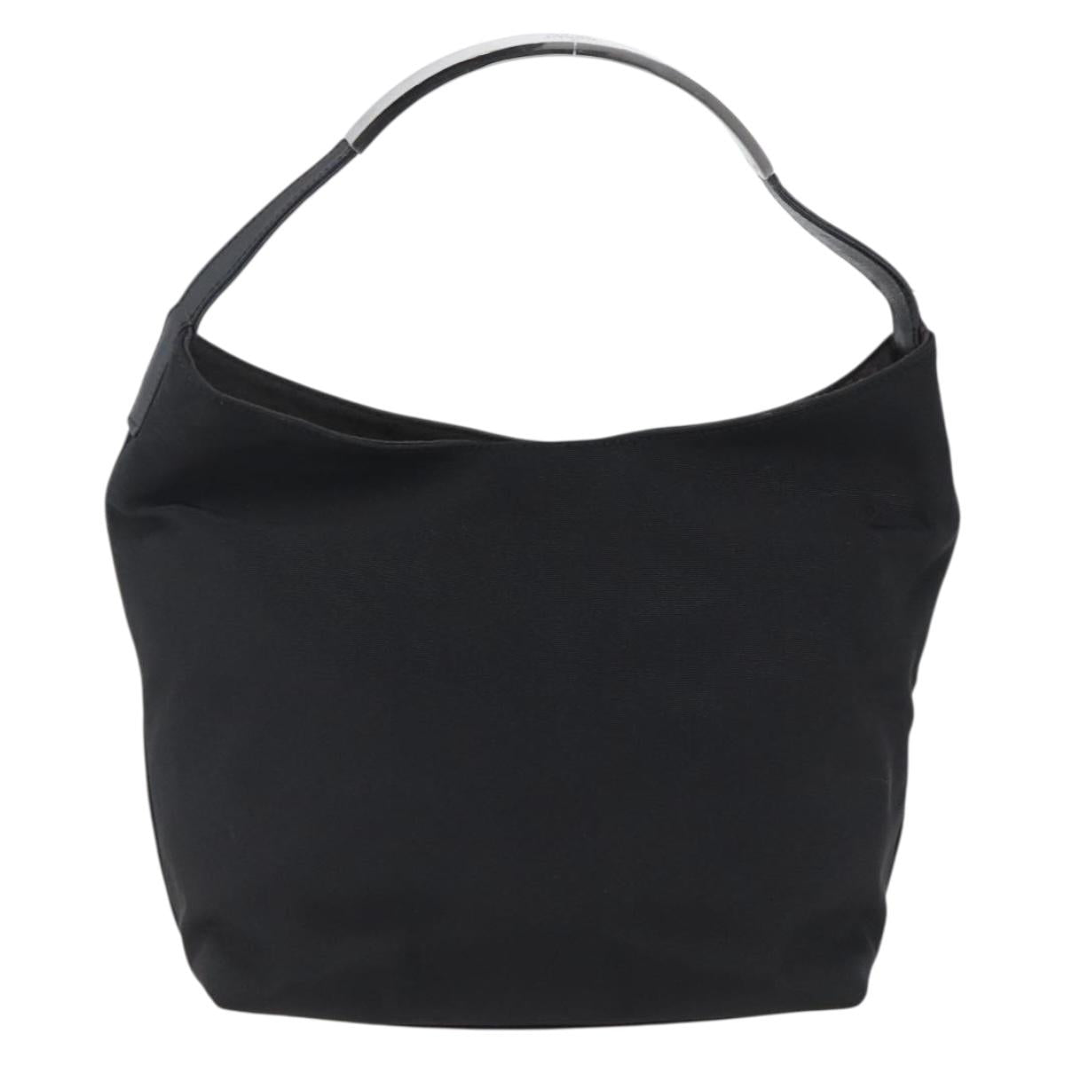 GUCCI Hand Bag Nylon Black Silver Auth 169481