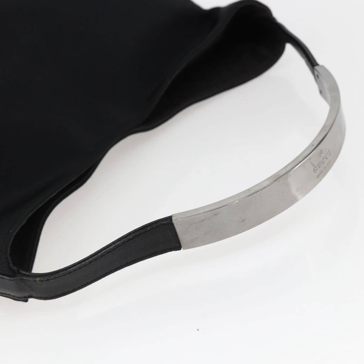 GUCCI Hand Bag Nylon Black Silver Auth 169481
