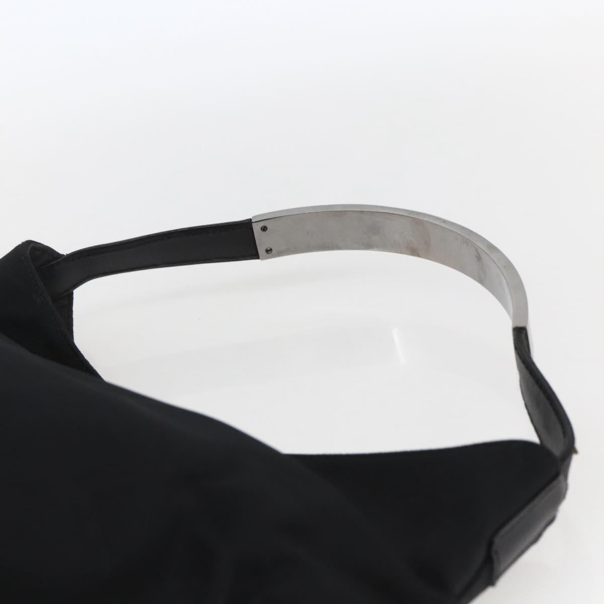 GUCCI Hand Bag Nylon Black Silver Auth 169481
