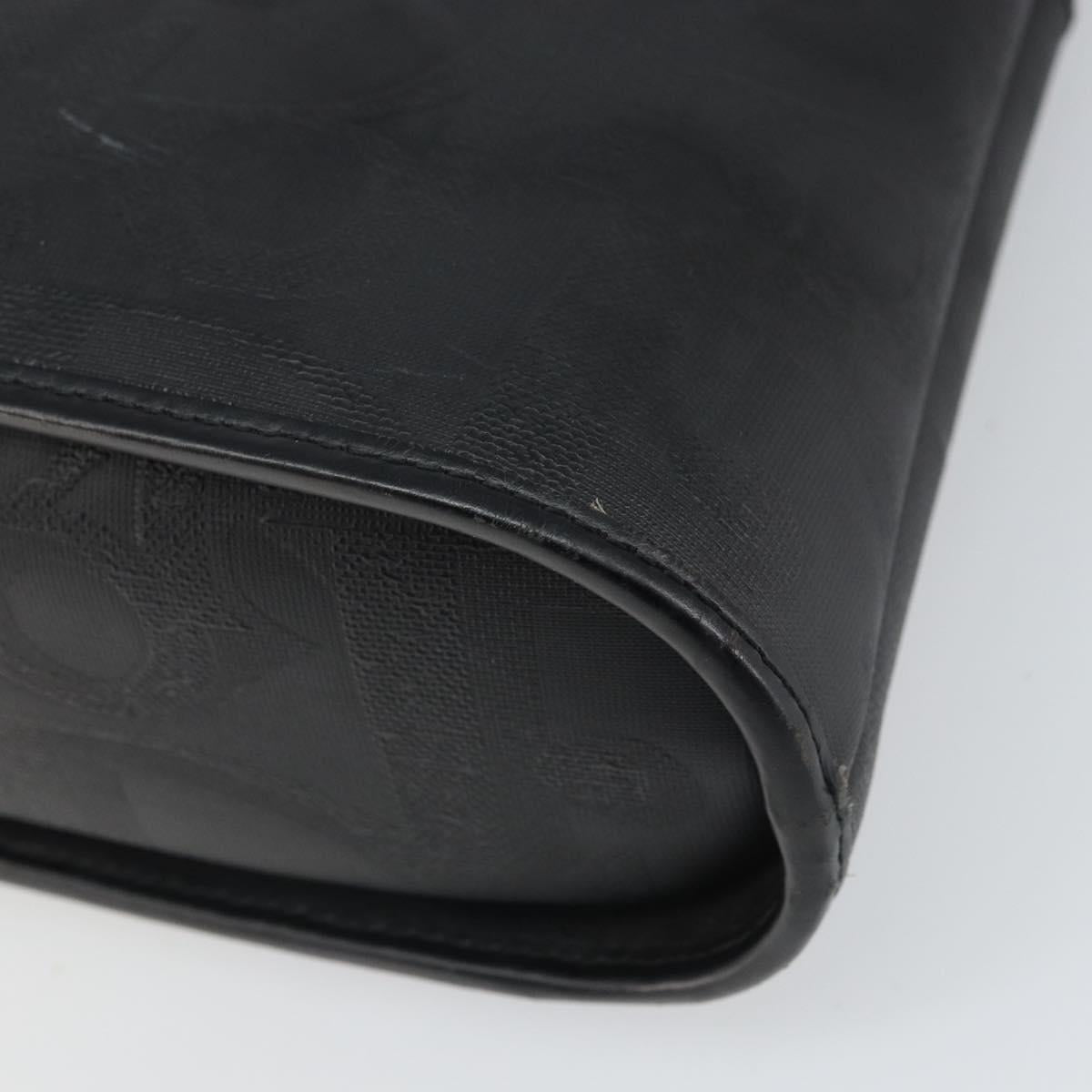 Christian Dior Trotter Canvas Hand Bag PVC Black Gold Auth 169482