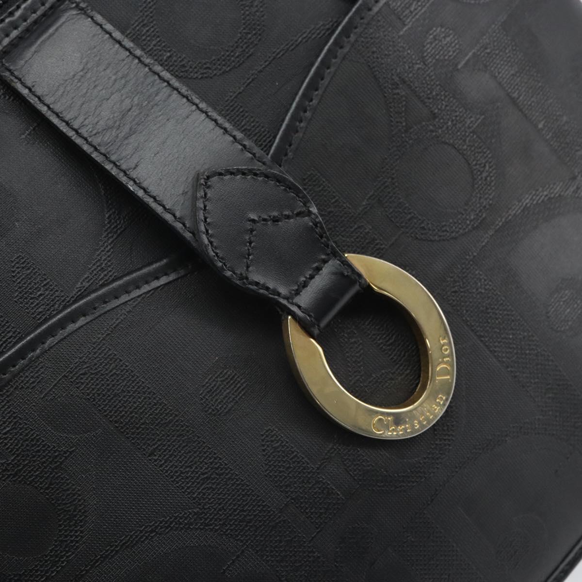 Christian Dior Trotter Canvas Hand Bag PVC Black Gold Auth 169482
