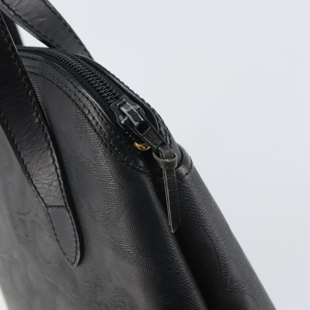 Christian Dior Trotter Canvas Hand Bag PVC Black Gold Auth 169482