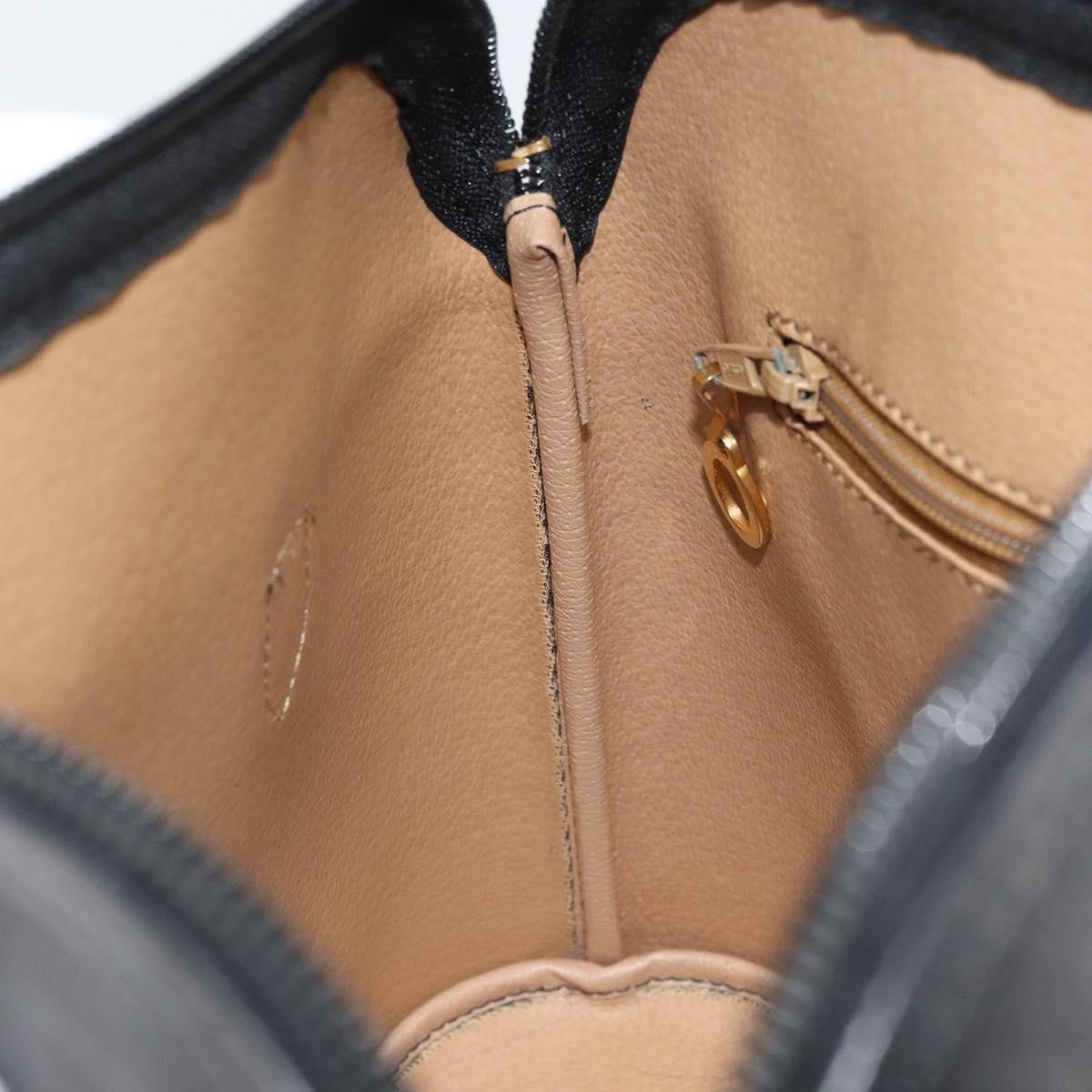 Christian Dior Trotter Canvas Hand Bag PVC Black Gold Auth 169482