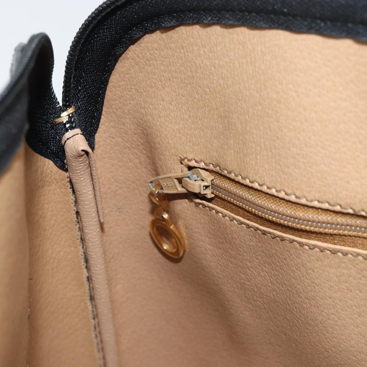 Christian Dior Trotter Canvas Hand Bag PVC Black Gold Auth 169482