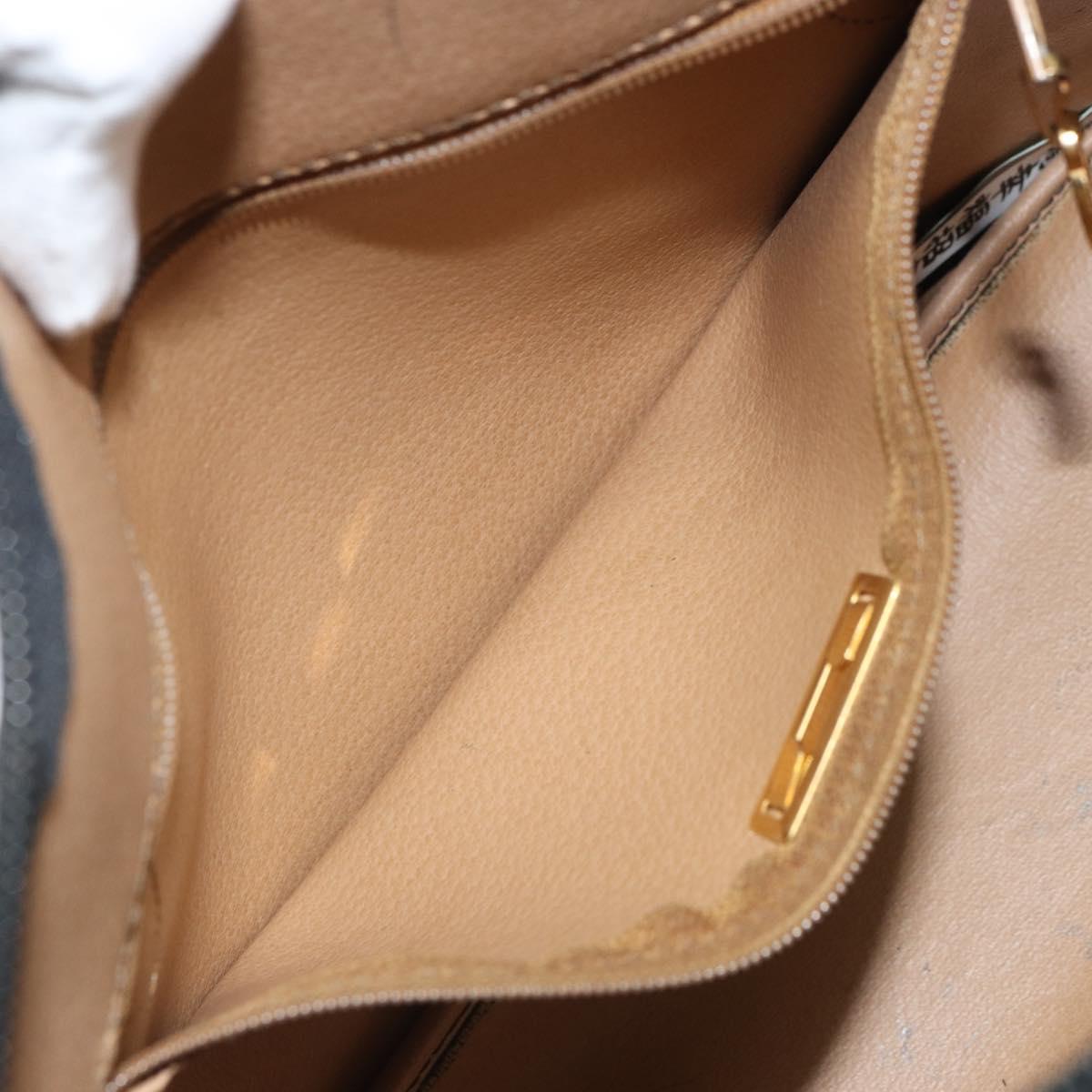 Christian Dior Trotter Canvas Hand Bag PVC Black Gold Auth 169482