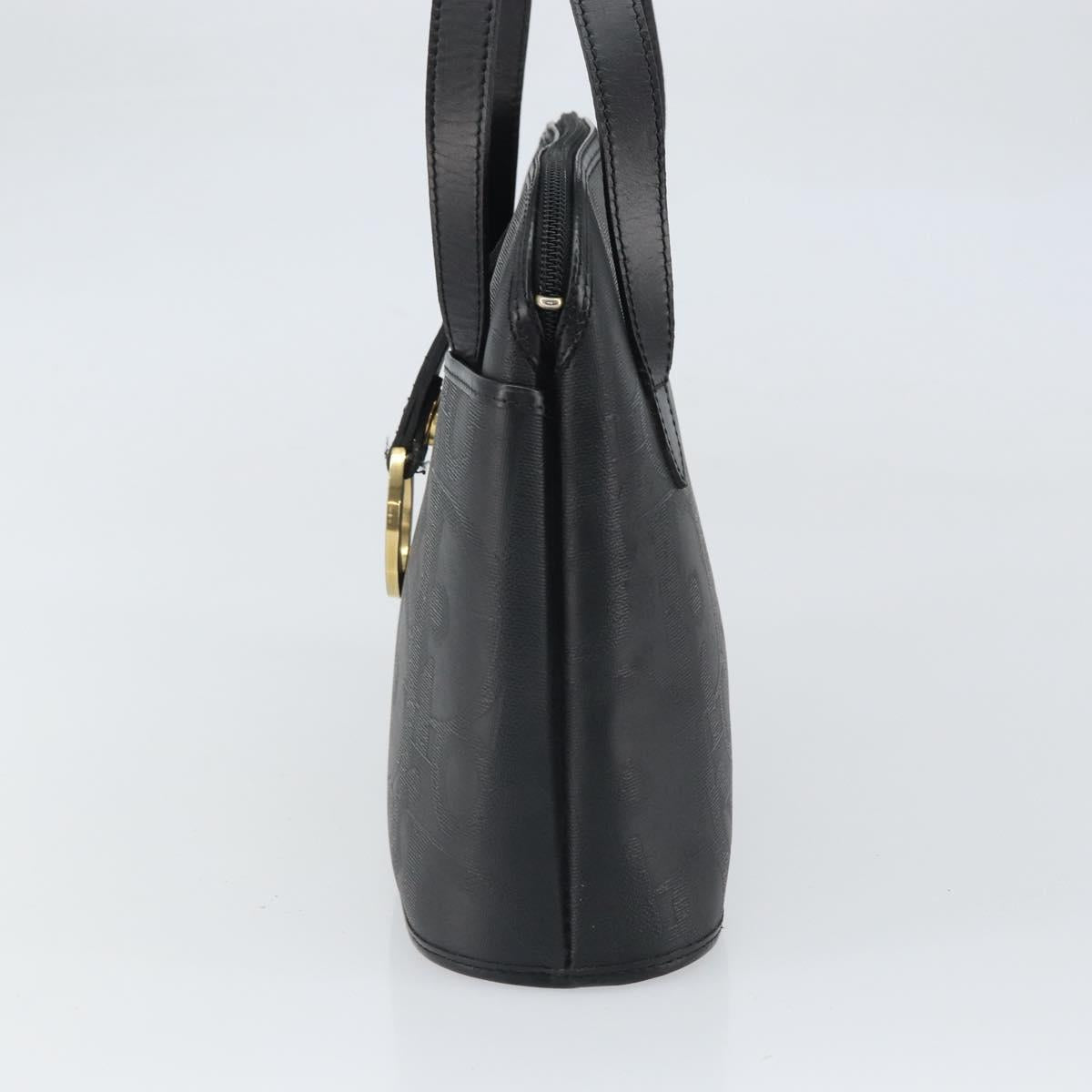 Christian Dior Trotter Canvas Hand Bag PVC Black Gold Auth 169482