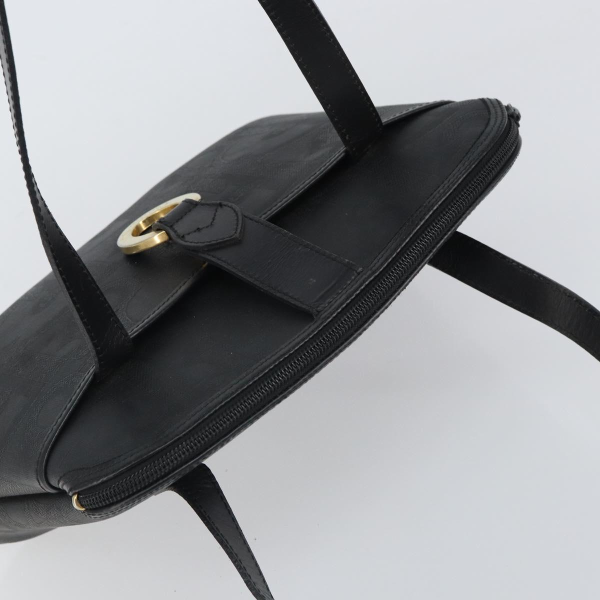 Christian Dior Trotter Canvas Hand Bag PVC Black Gold Auth 169482