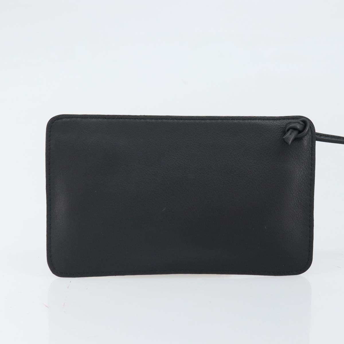 LOEWE Hand Bag Leather Black Silver Auth 169484