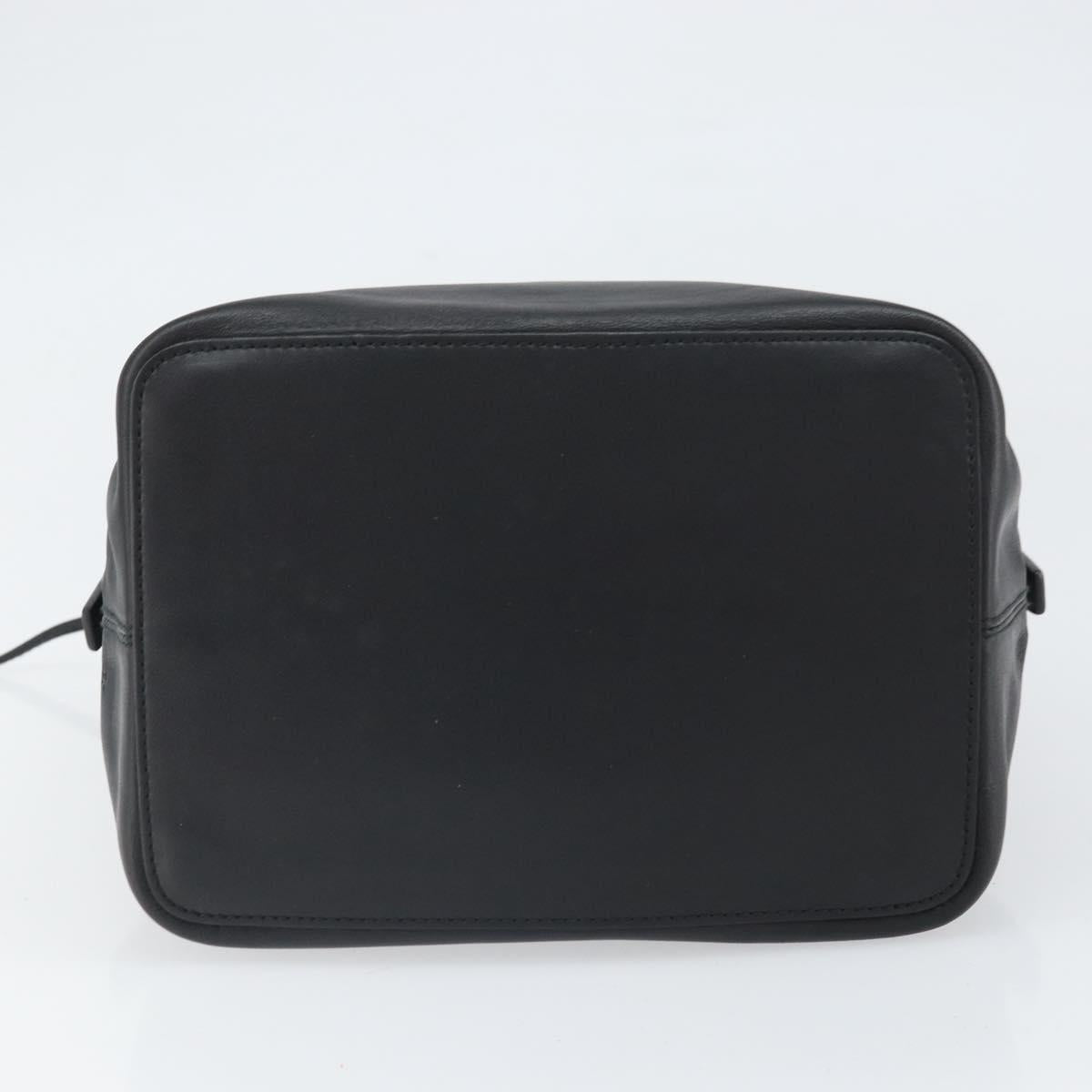 LOEWE Hand Bag Leather Black Silver Auth 169484
