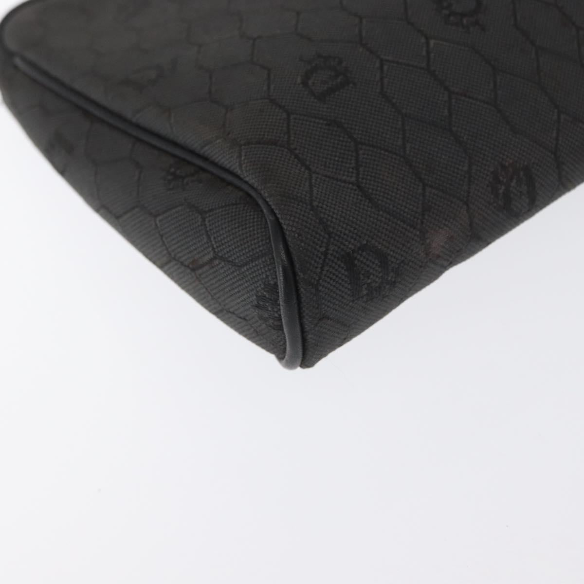 Christian Dior Honeycomb Canvas Clutch Bag Canvas Black Gold Auth 169485