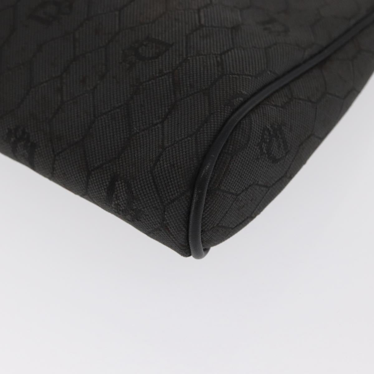 Christian Dior Honeycomb Canvas Clutch Bag Canvas Black Gold Auth 169485