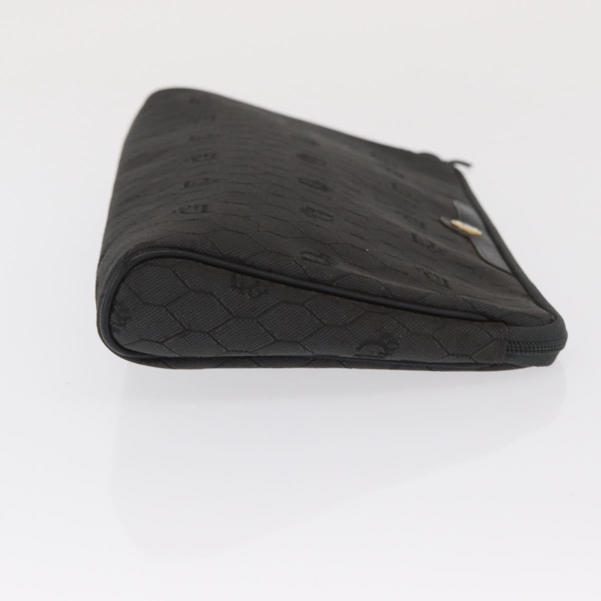 Christian Dior Honeycomb Canvas Clutch Bag Canvas Black Gold Auth 169485