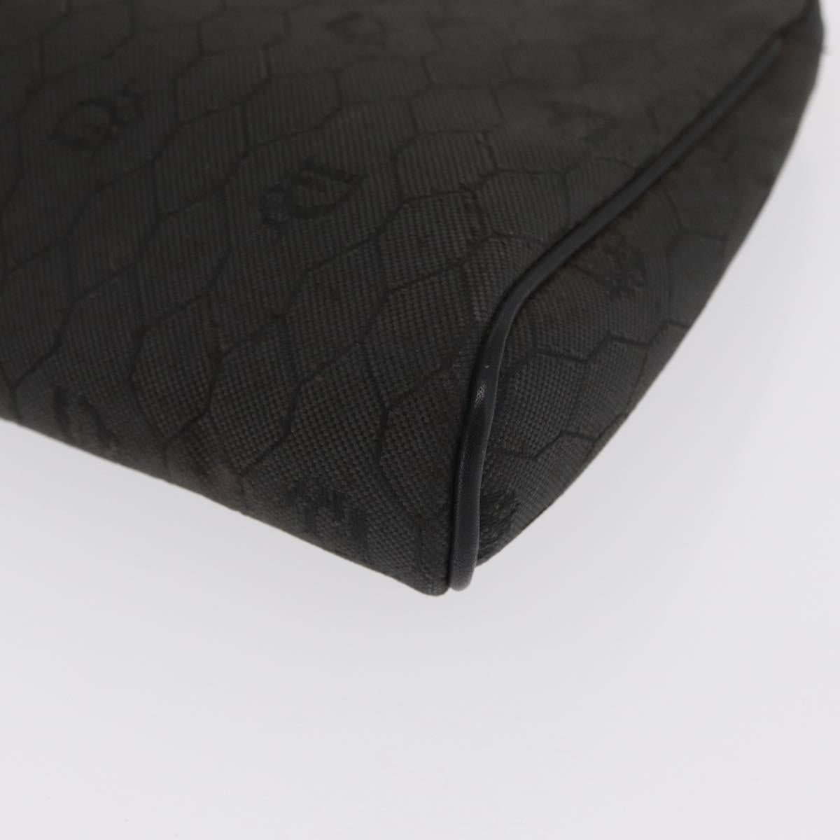Christian Dior Honeycomb Canvas Clutch Bag Canvas Black Gold Auth 169485