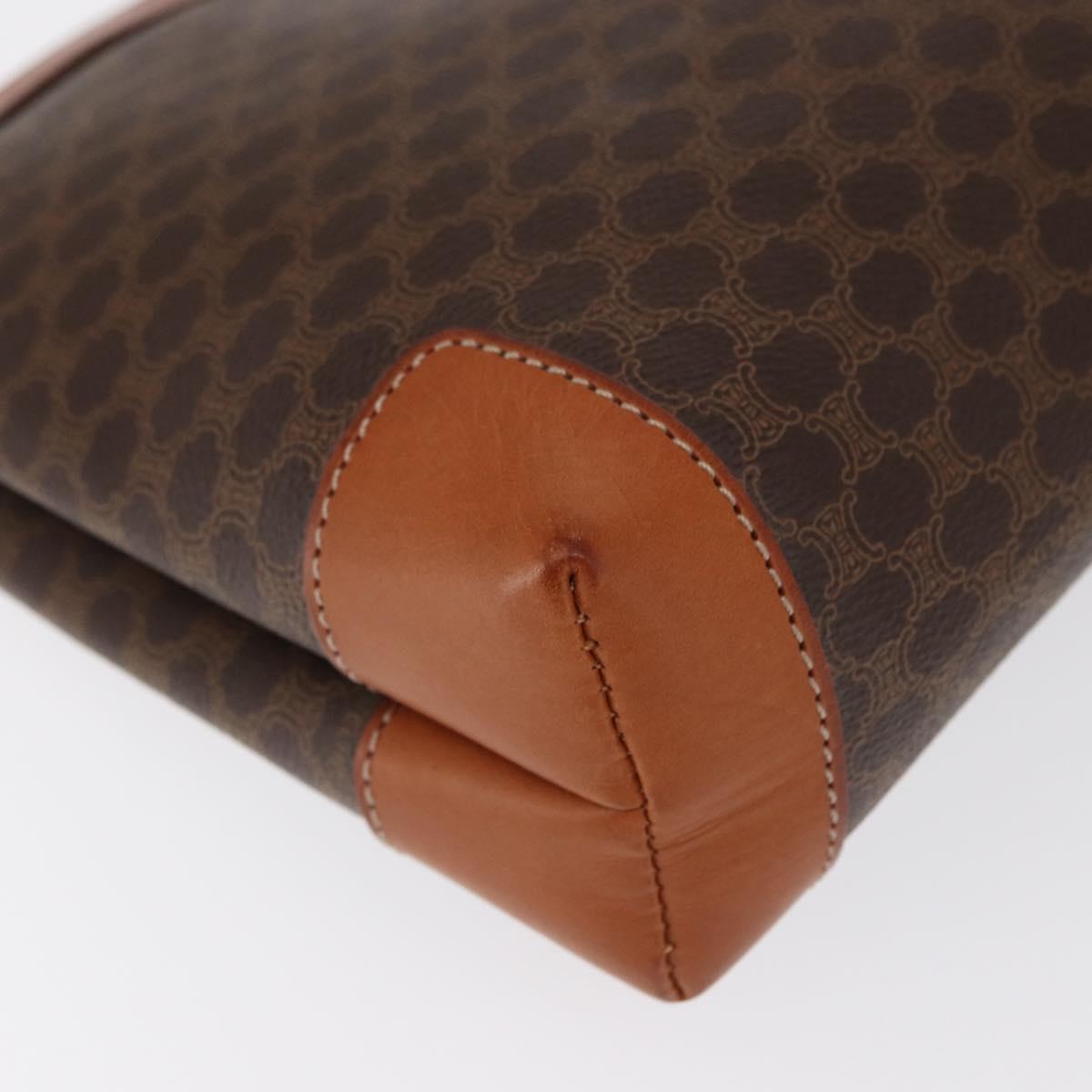 CELINE Macadam Canvas Clutch Bag PVC Beige Gold Auth 169487