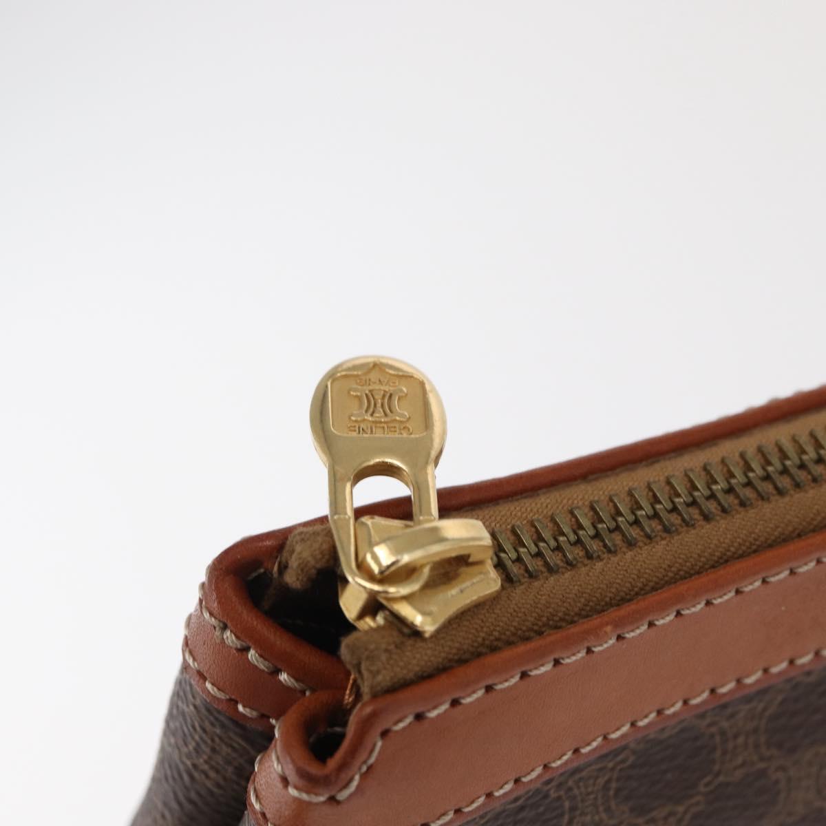 CELINE Macadam Canvas Clutch Bag PVC Beige Gold Auth 169487