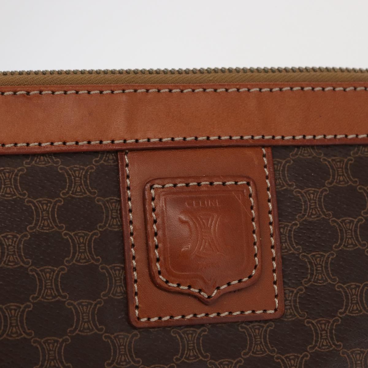 CELINE Macadam Canvas Clutch Bag PVC Beige Gold Auth 169487