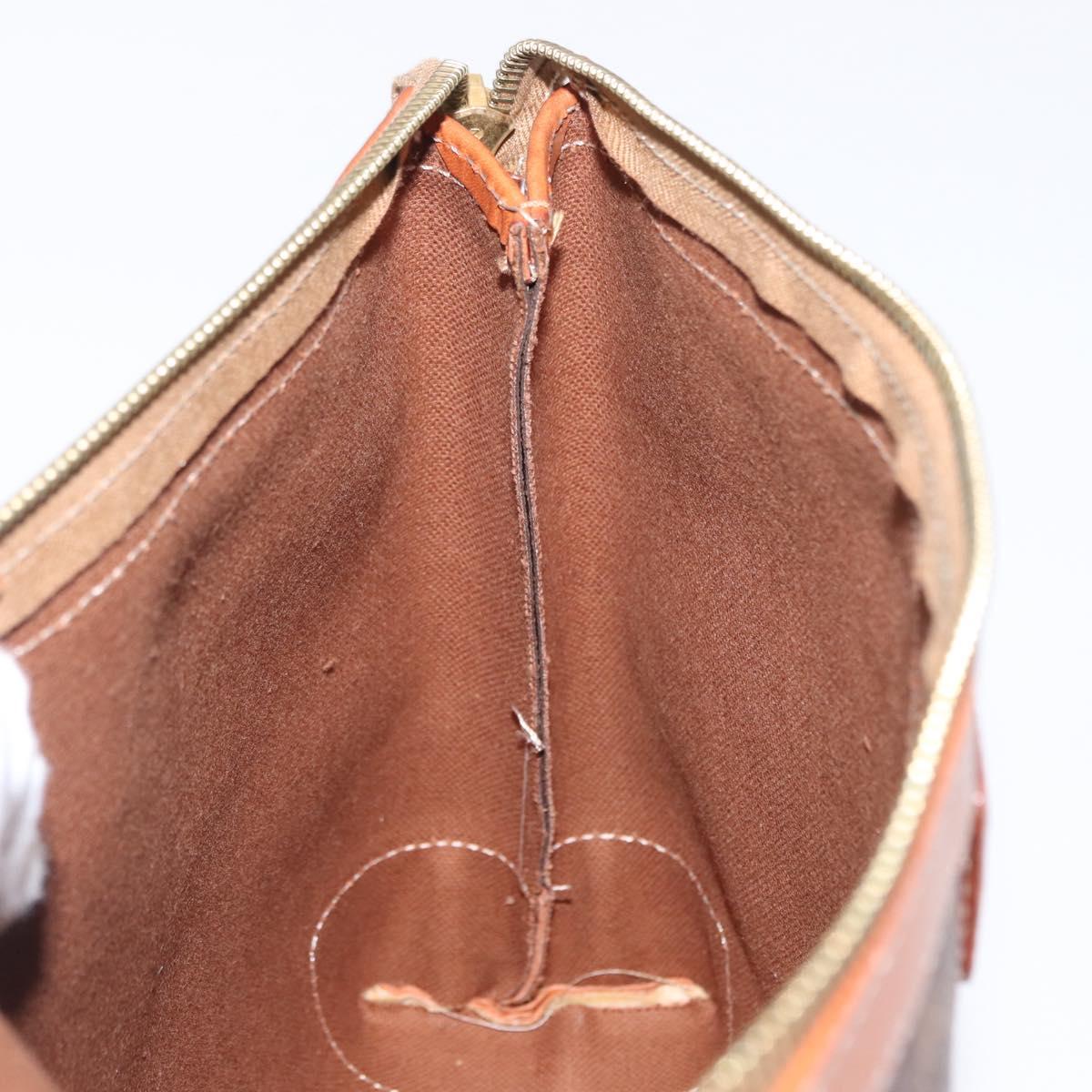 CELINE Macadam Canvas Clutch Bag PVC Beige Gold Auth 169487