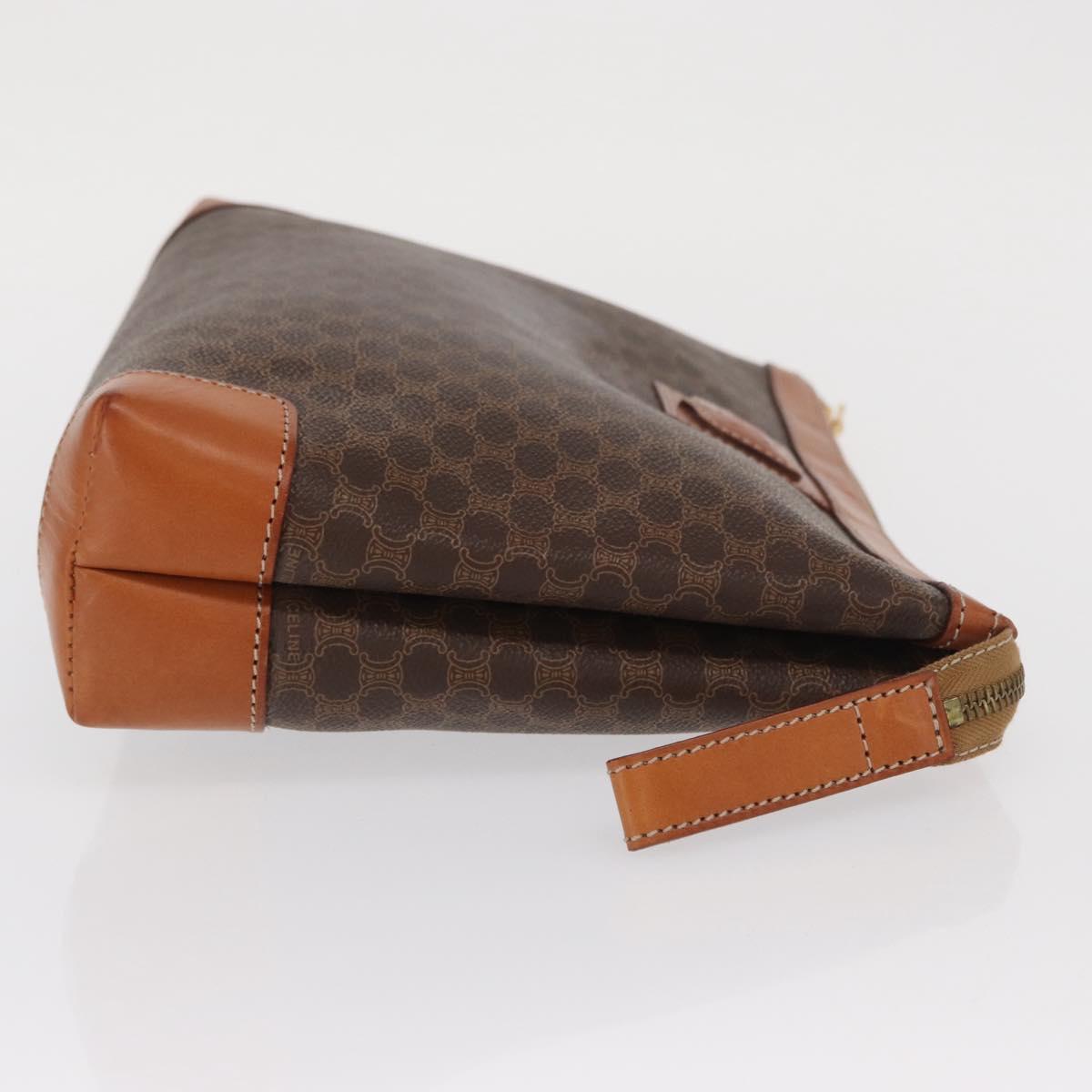 CELINE Macadam Canvas Clutch Bag PVC Beige Gold Auth 169487