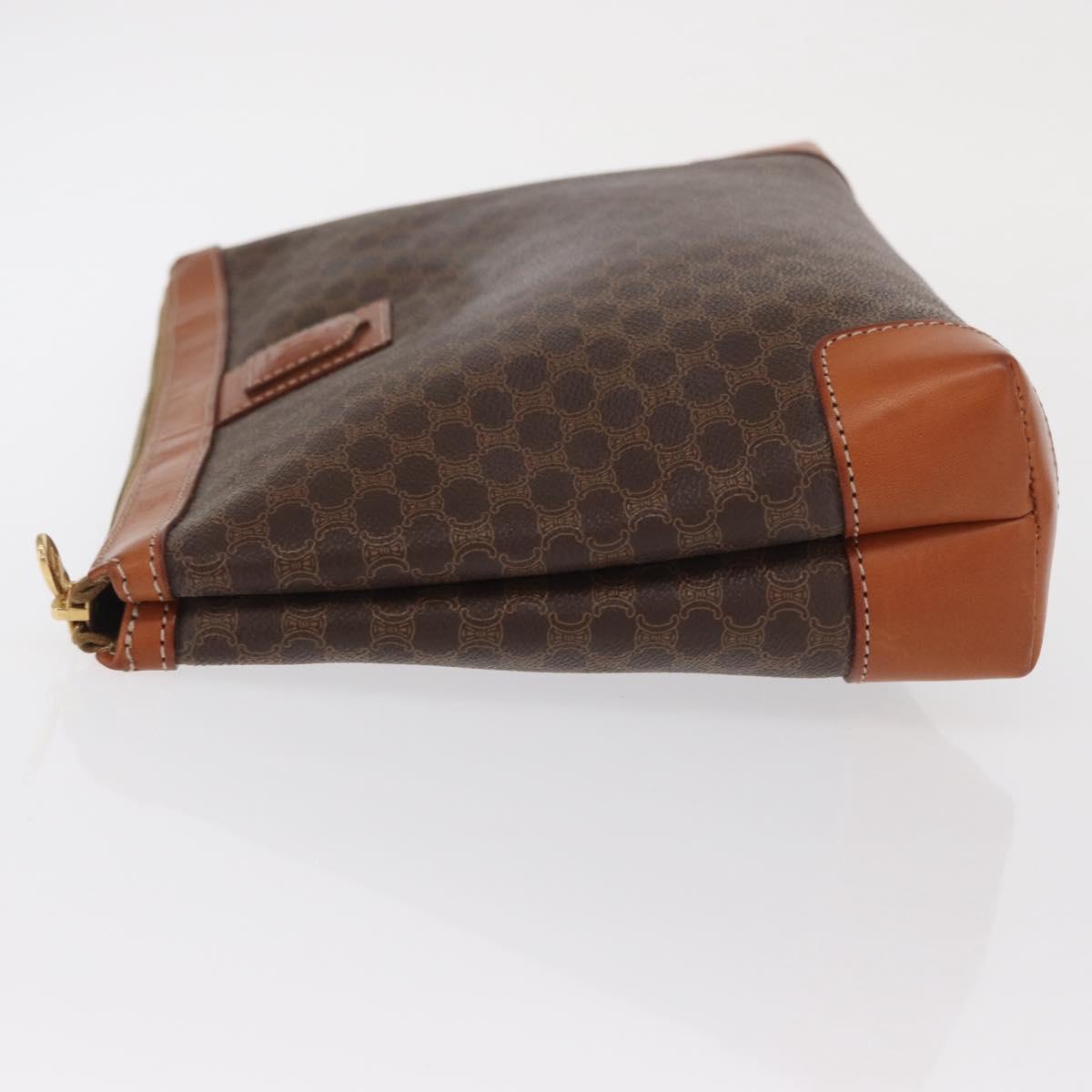 CELINE Macadam Canvas Clutch Bag PVC Beige Gold Auth 169487