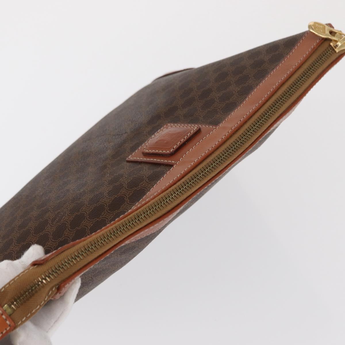 CELINE Macadam Canvas Clutch Bag PVC Beige Gold Auth 169487