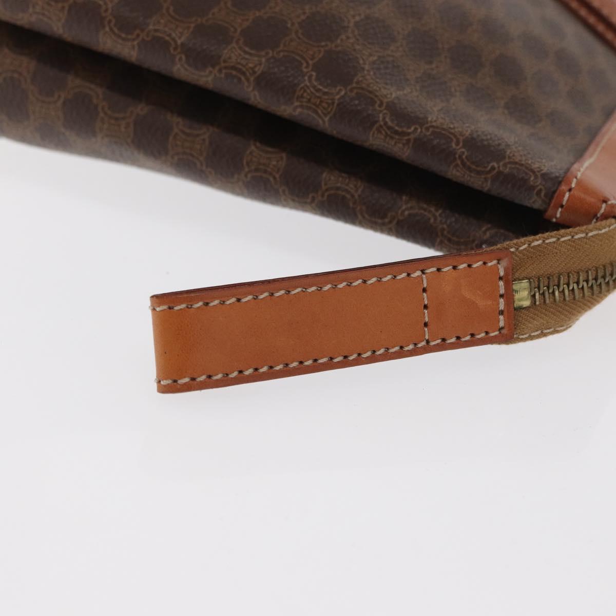 CELINE Macadam Canvas Clutch Bag PVC Beige Gold Auth 169487