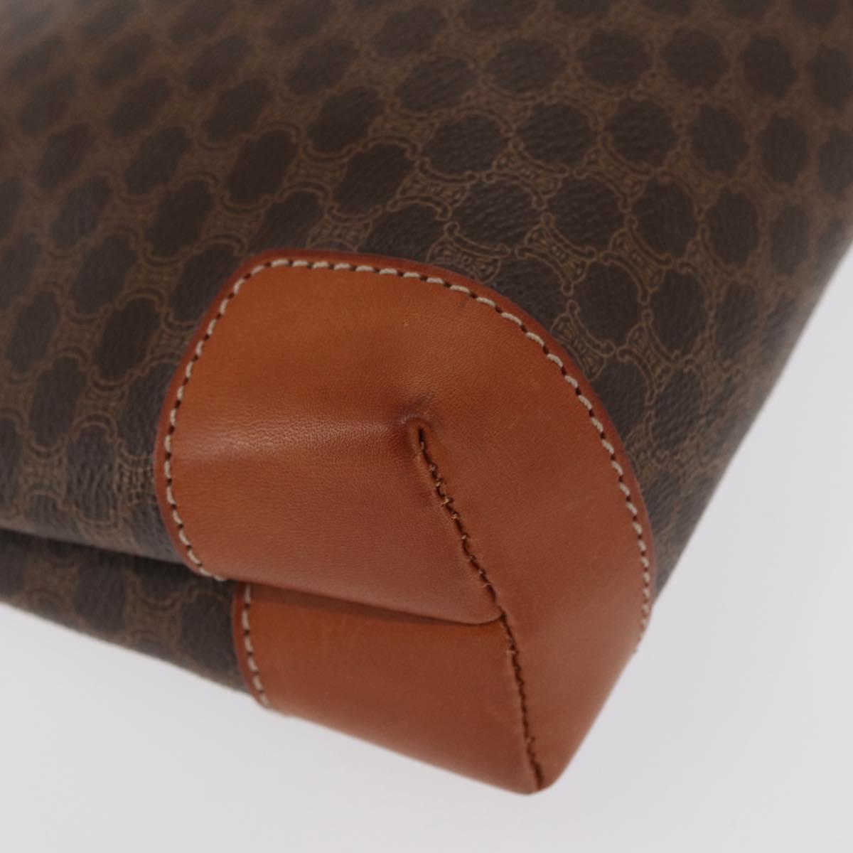 CELINE Macadam Canvas Clutch Bag PVC Beige Gold Auth 169487