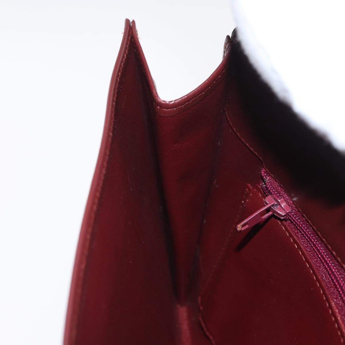 CARTIER Must Line Clutch Bag Leather Bordeaux Gold Auth 169489
