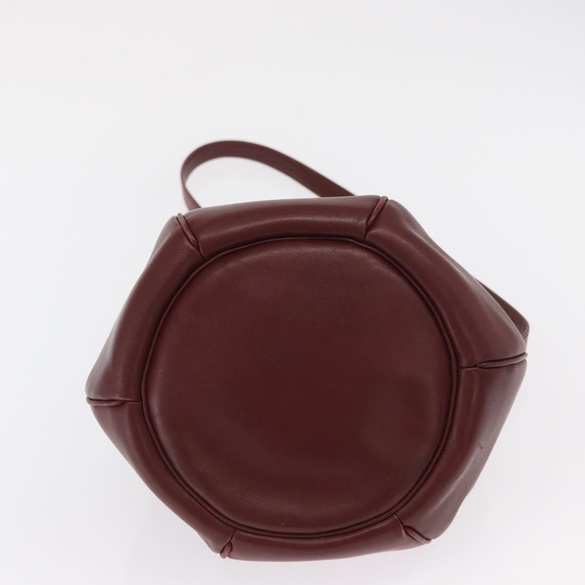 CARTIER Must Line Shoulder Bag Leather Bordeaux Gold Auth 169490