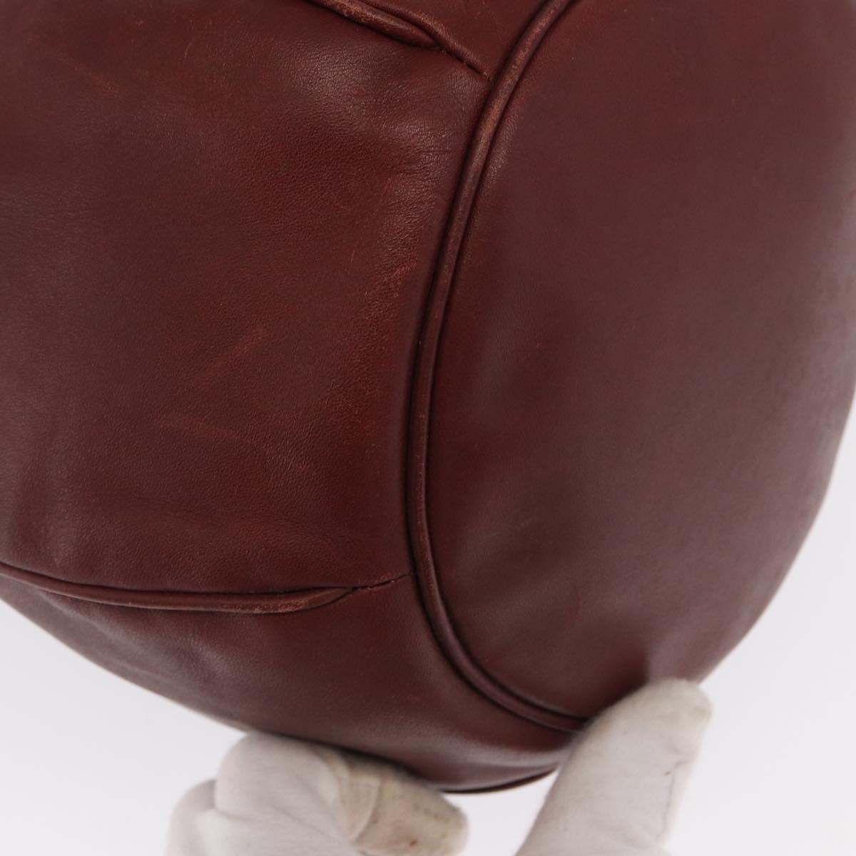 CARTIER Must Line Shoulder Bag Leather Bordeaux Gold Auth 169491