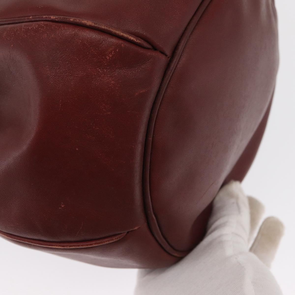 CARTIER Must Line Shoulder Bag Leather Bordeaux Gold Auth 169491