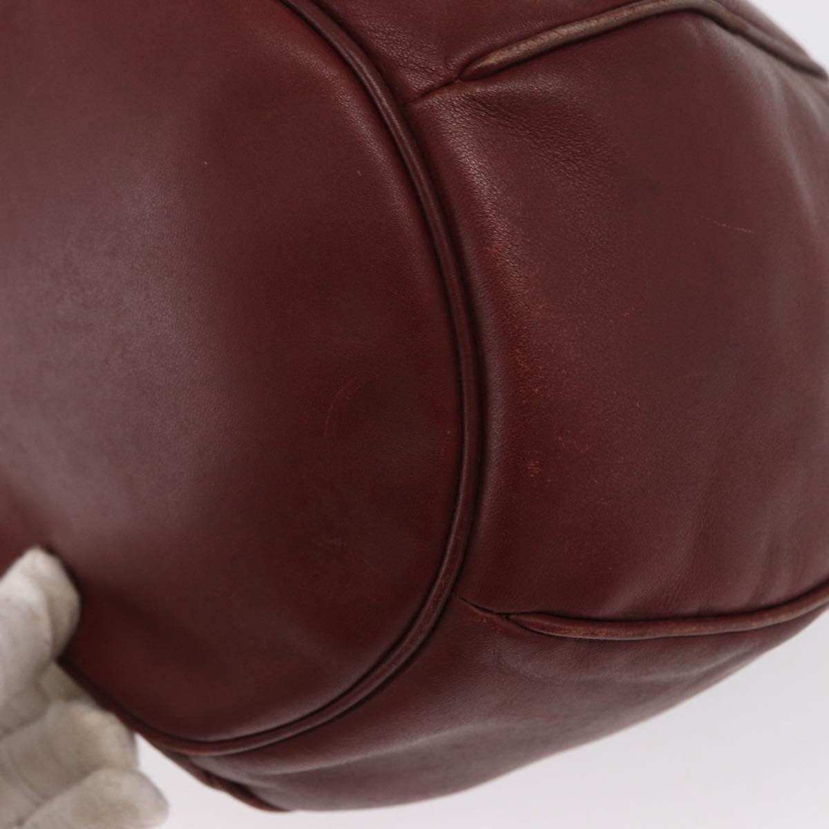 CARTIER Must Line Shoulder Bag Leather Bordeaux Gold Auth 169491