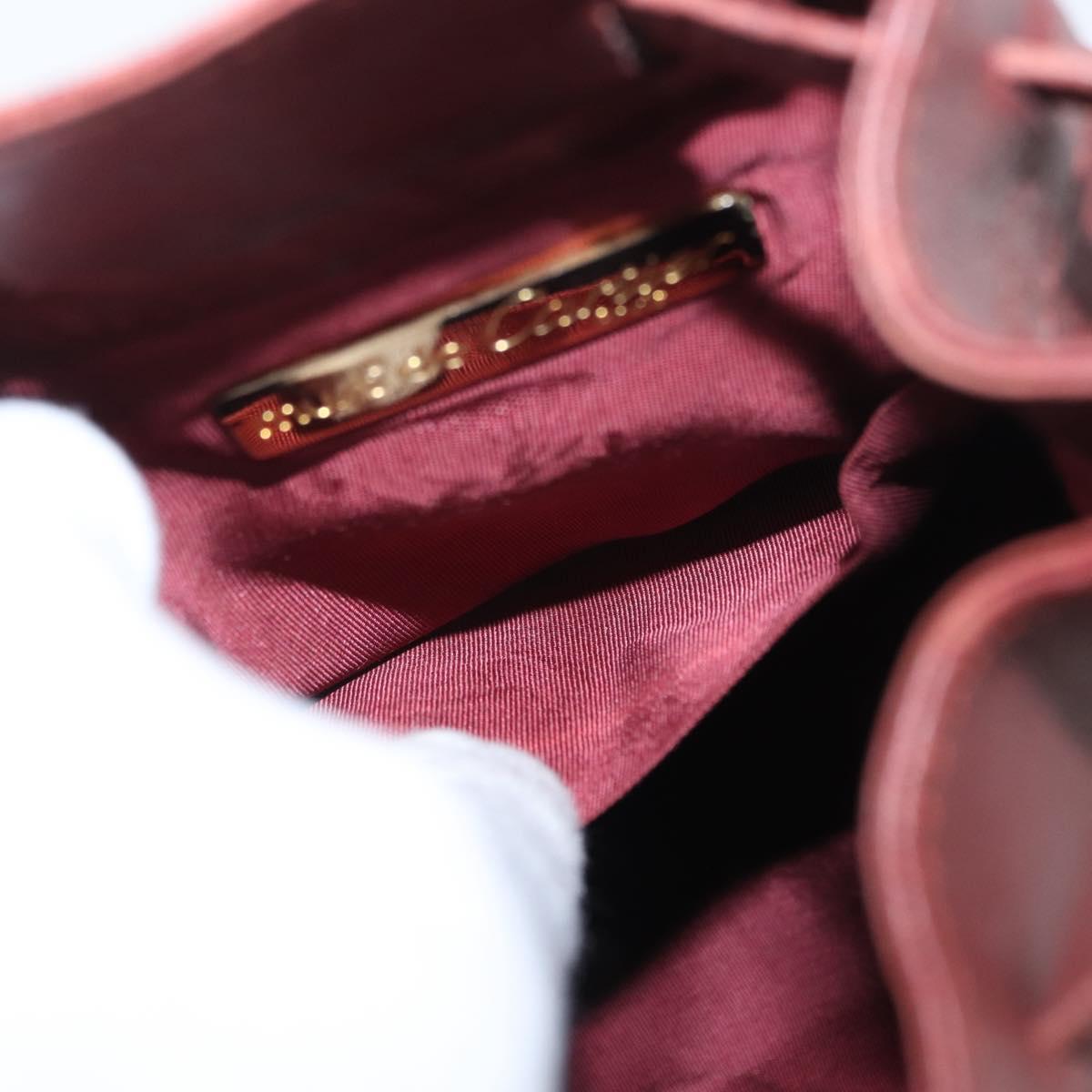 CARTIER Must Line Shoulder Bag Leather Bordeaux Gold Auth 169491