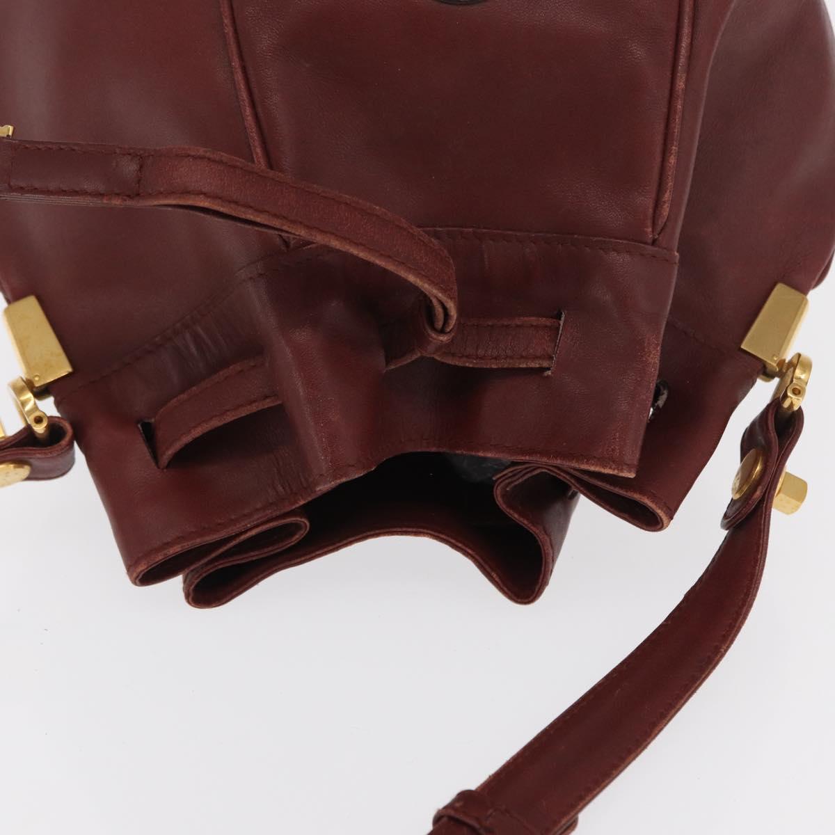 CARTIER Must Line Shoulder Bag Leather Bordeaux Gold Auth 169491