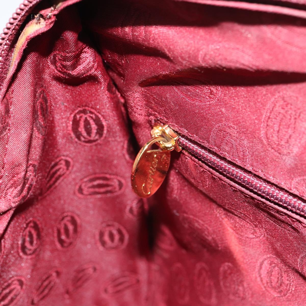 CARTIER Must Line Hand Bag Leather Bordeaux Gold Auth 169492