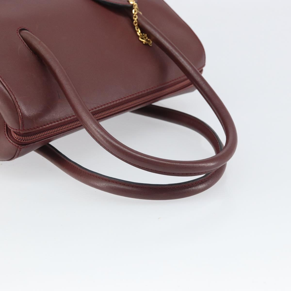 CARTIER Must Line Hand Bag Leather Bordeaux Gold Auth 169492