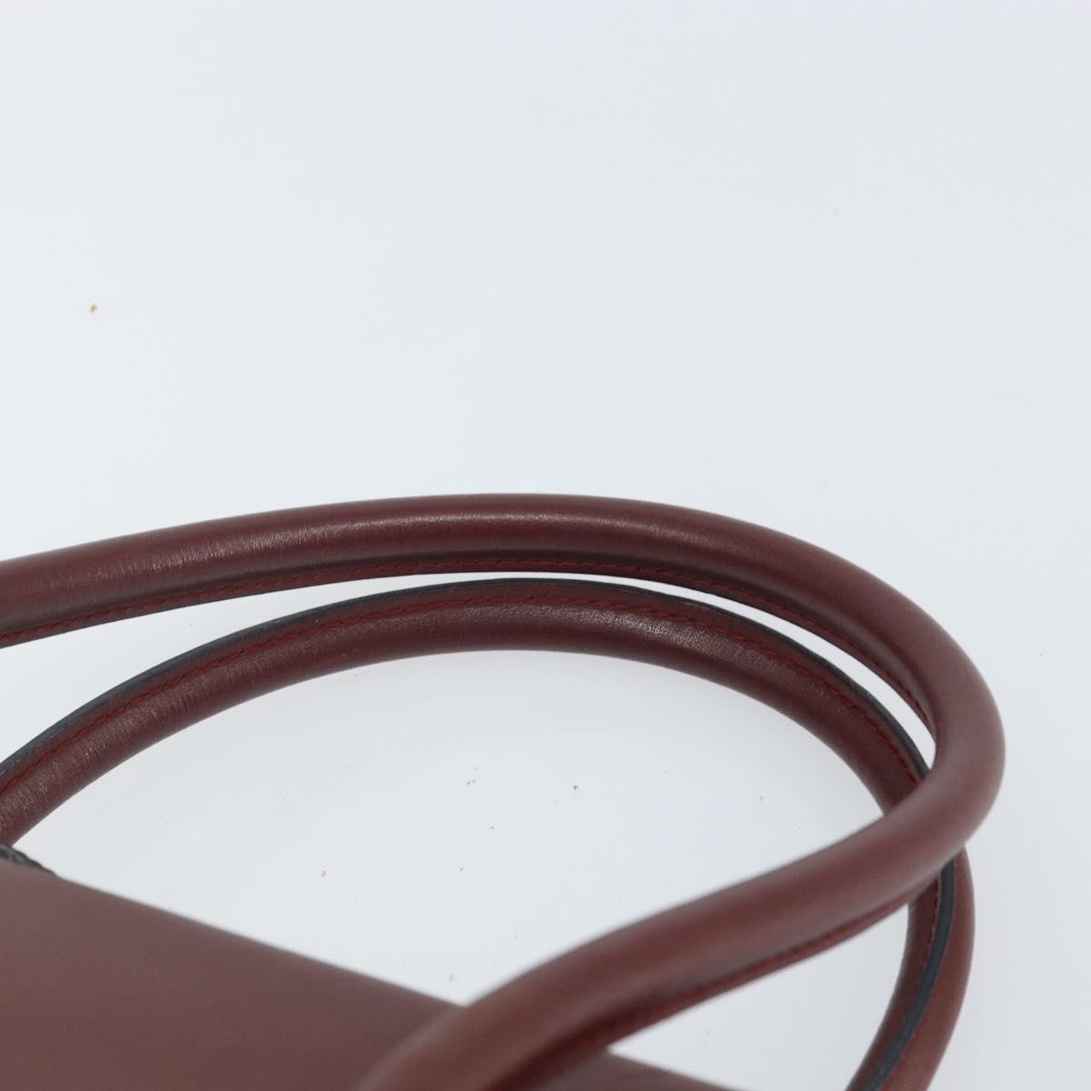 CARTIER Must Line Hand Bag Leather Bordeaux Gold Auth 169492
