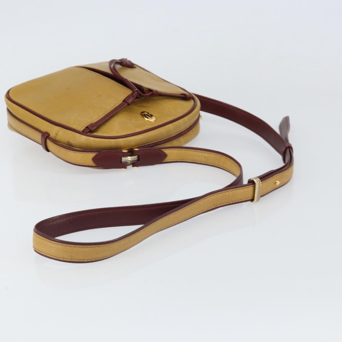 CARTIER Must Line Shoulder Bag Leather Yellow Gold Auth 169494