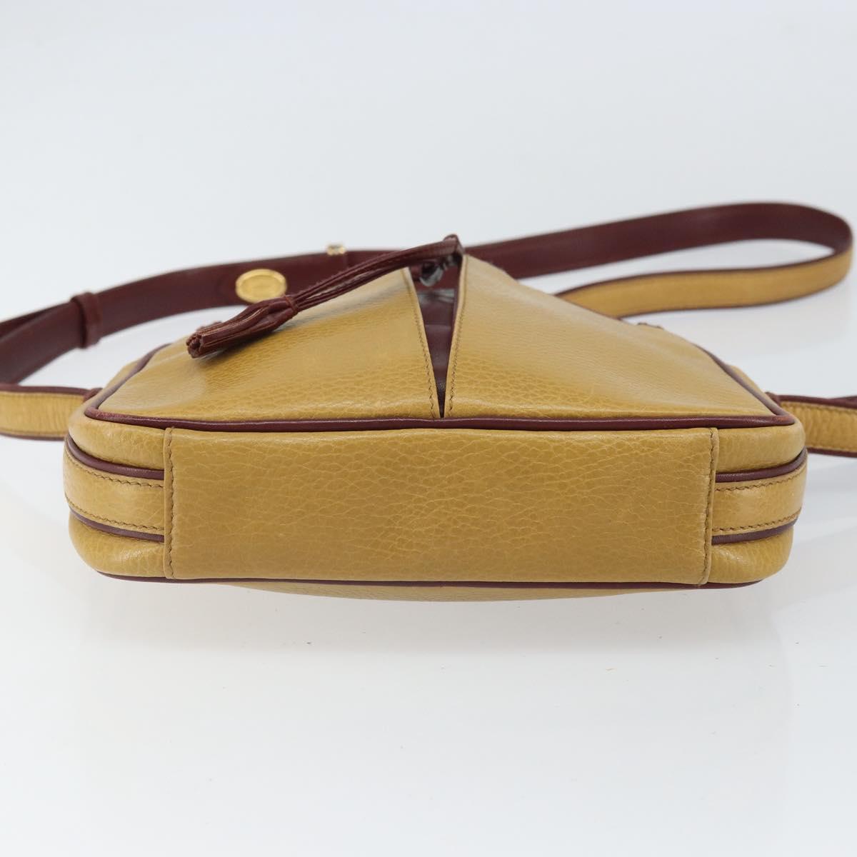 CARTIER Must Line Shoulder Bag Leather Yellow Gold Auth 169494