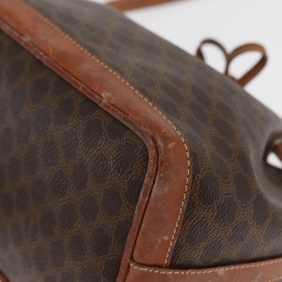 CELINE Macadam Canvas Shoulder Bag PVC Leather Brown Gold Auth 169499